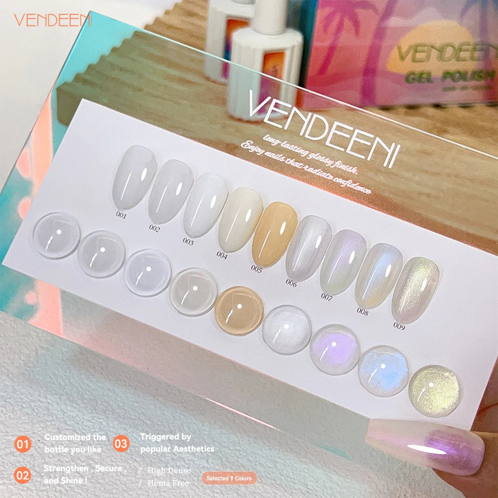 Vendeeni TPO HEMA Free 2025 Hot Sale High Quality 9-Color Nail Gel Polish Set Non-Toxic UV Gel Nail Art Kit for Nail Salon