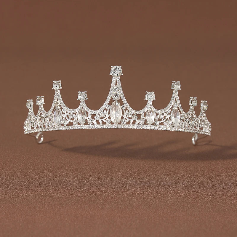 Fashion Gold Silver Color Crystal Crowns For Kids Child Girls Pearls Tiaras Diadems Wedding Hair Accessories Bridal Jewelry