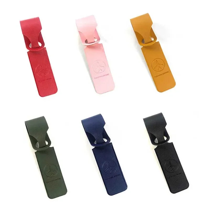 Men Women Yellow PU Leather Luggage Tag Portable Suitcase Identifier Label Baggage Boarding Bag Tag Holder Travel Accessories