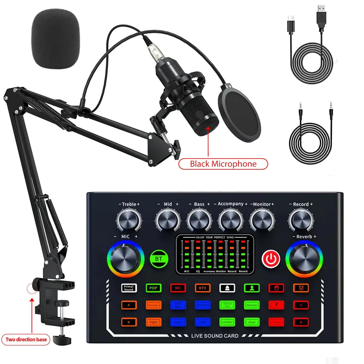 F009 Live Sound Card Podcast Equipment With BM-800 Microphone Live Broadcast Set For Audio Recording Youtube Live Streaming