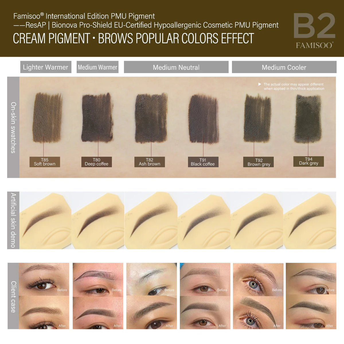 FAMISOO 15ml Permanent Makeup Pigment Microblading Paint Ink Body Art Eyebrows Eyeliner Tattoo Inks Makeup Supplies 0.5OZ