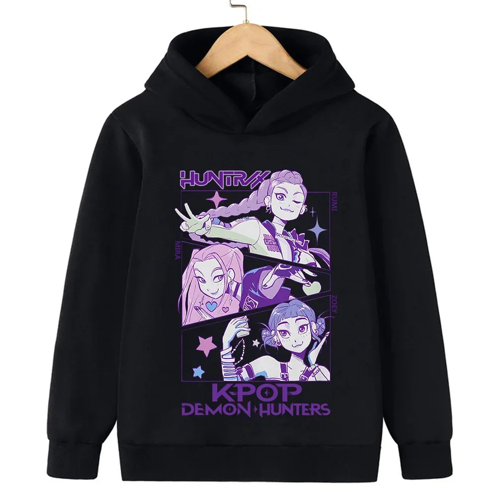 KPop Demon Hunter Boy Girl Hoodies Popular Anime Harajuku Y2K Sports Cute Fashion Children Autumn Winter Sweatshirt Clothing Top