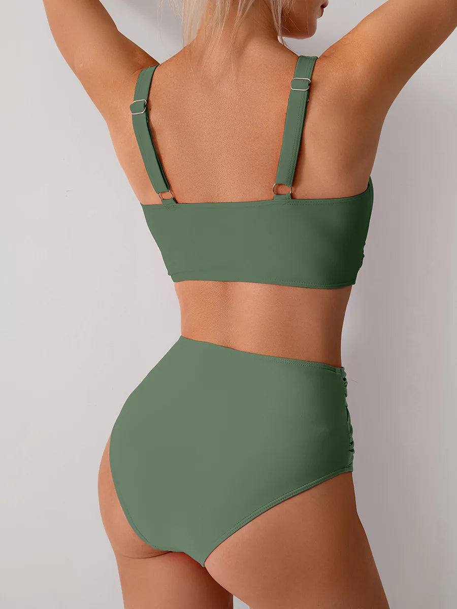 VigoBreviya 2026 Sexy Solid Strapped Swimwear Women Cross Push Up Bikini Set Brazilian Lady Swimsuit High Waist Beach Bath Suit