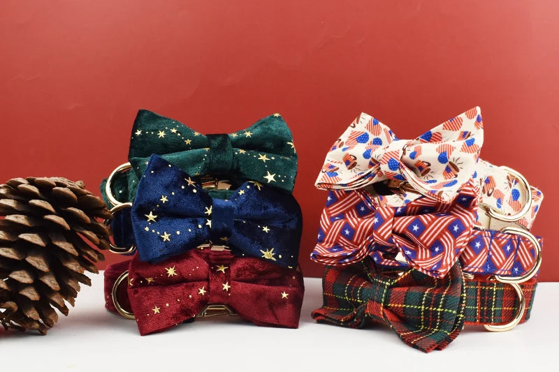 Luxury Personalized Dog Collar  Leash set custom，custom Logo detachable dog bow tie collar designer dog collar and leash set