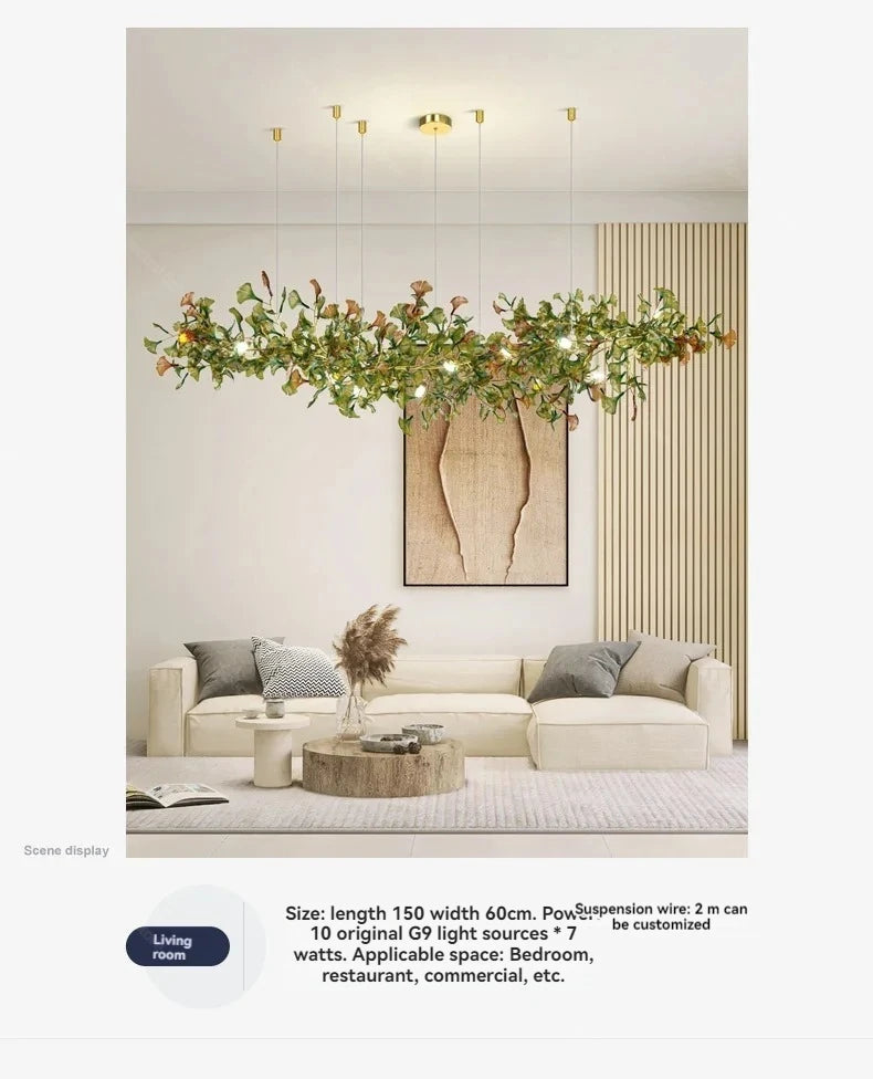 Living Room Chandelier Modern Minimalist and Magnificent Light Luxury Creative Ginkgo Leaf Designer Duplex Building Villa