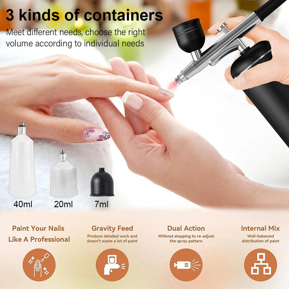 Airbrush with Compressor Mini Spray Gun for Painting Modeling Crafts Wireless Paint Spray Airbrush Painting Kit with Compressor