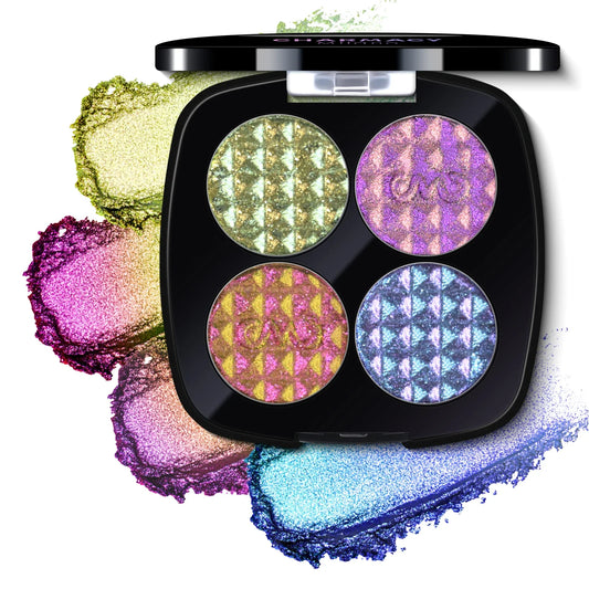 CHARMACY 4 Colors Duochrome Eyeshadow Palette High Pigment Vegan Glitter Multichrome Long-lasting Smooth Eye Shadow Makeup