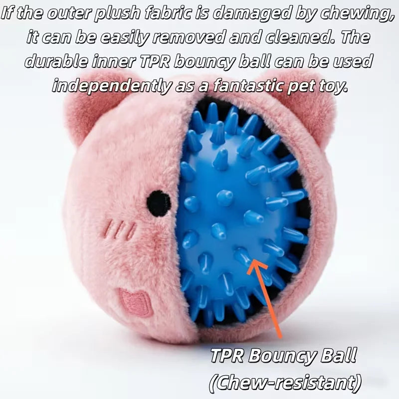 Pink little pig pet interactive bouncing sound toy ball, a fun companion toy for dogs and cats, can make sounds to attract dogs