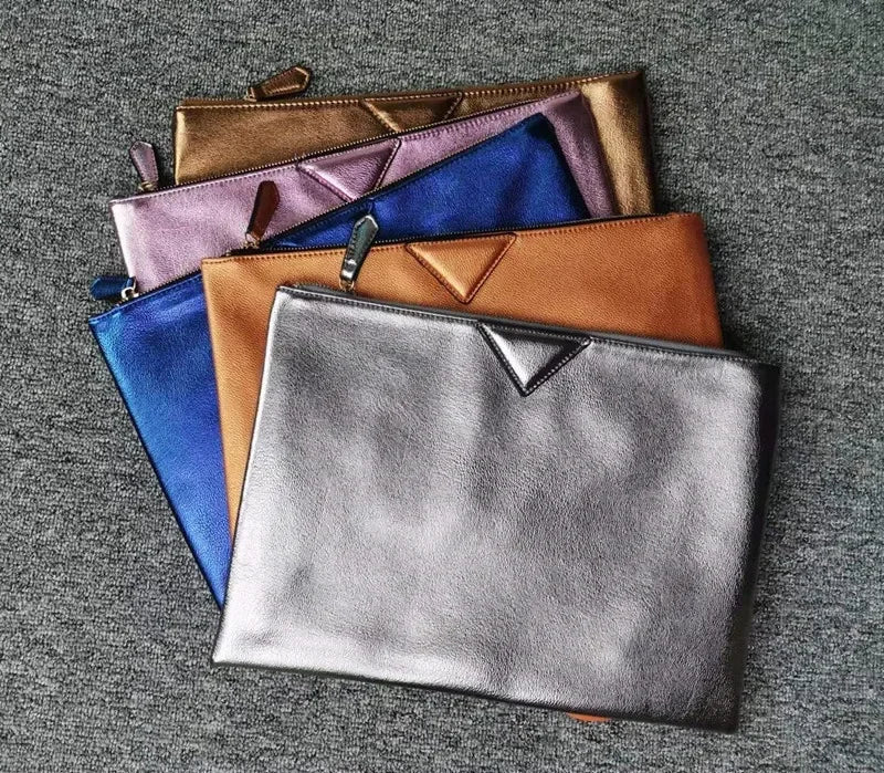 Women Day Clutch Bags Luxury Designer Lady Handbags Female Envelope Bags PU Leather A4 Briefcase Bolsa Wallet Silver