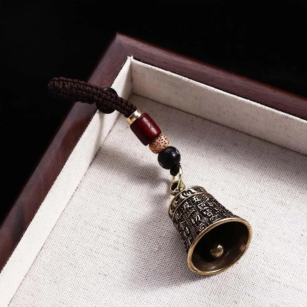 Interior Accessories Tibetan Buddhism Lucky Rope Brass bell Scripture Sutra Key Rings Car Key Chain Keyfob Car Key Chain