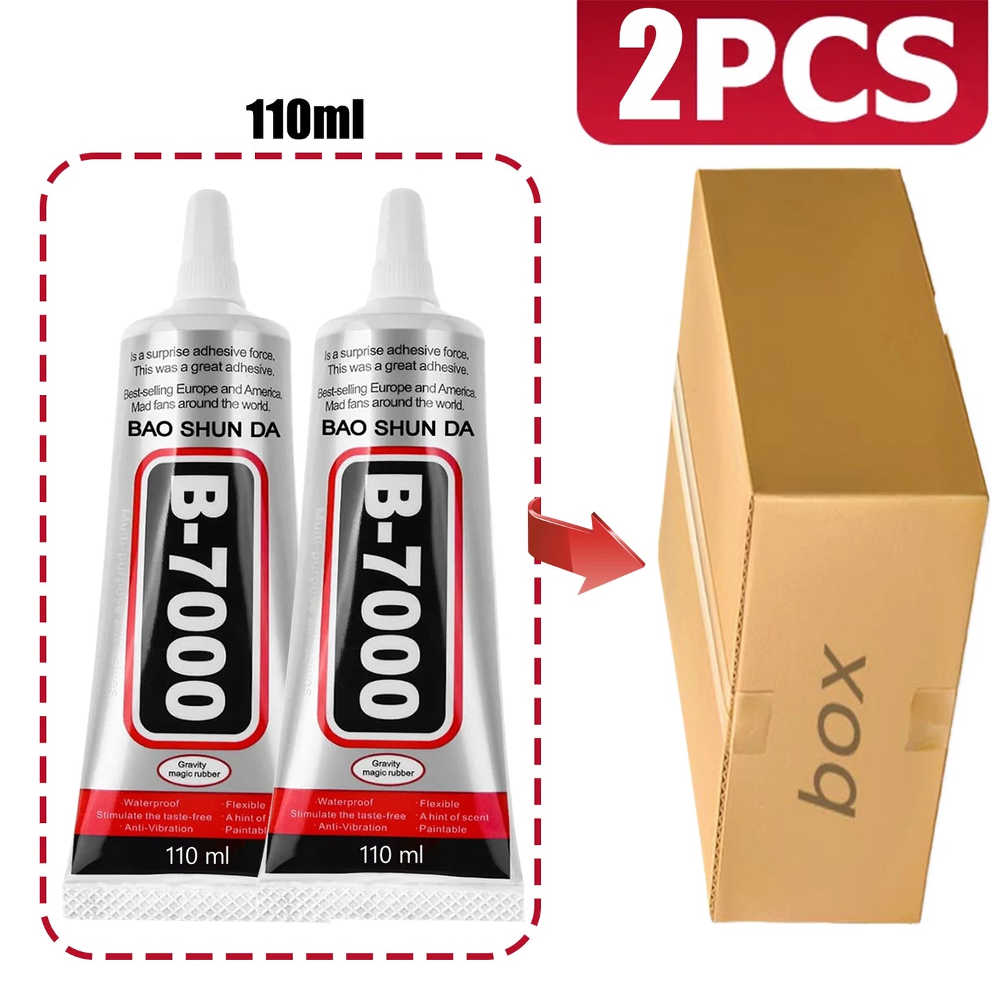 High-quality B-7000 semi-fluid high-viscosity glue, transparent waterproof adhesive, with precise needle adapted to rhinestone crafts jewelry diy jewelry mobile phone case 110ml1-5pcs.