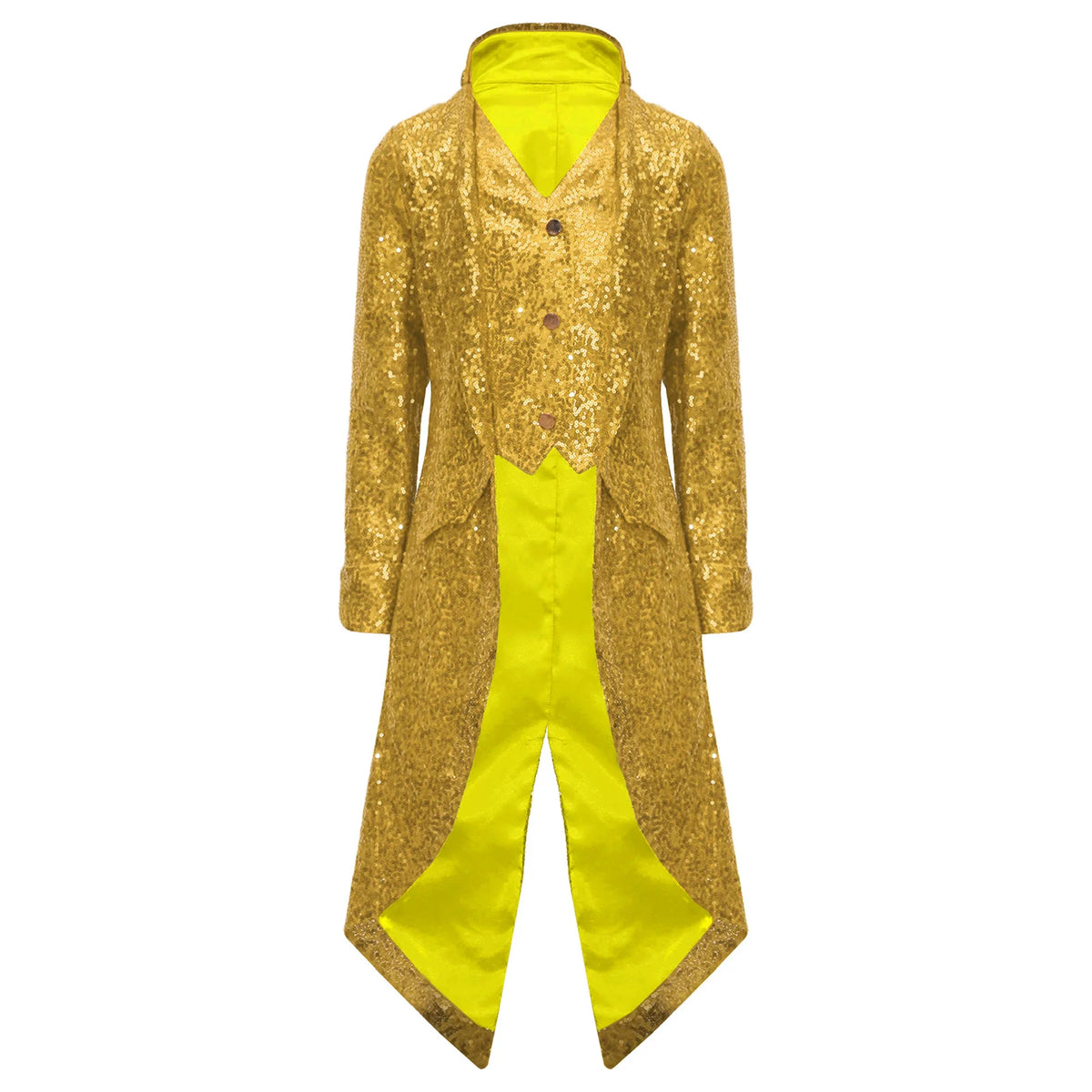 Kids Boys Halloween Medieval Renaissance Costume Sparkly Sequins Victorian Tailcoat Jacket Frock Coat Long Sleeve Gothic Tuxedo