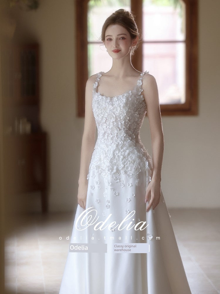 odelia "Mysterious Garden" 2025 New arrival Light Weddings Bride Gauze French Satin Minimalist Light