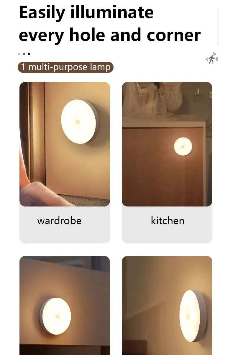 Human Intelligent Light Portable LED Night USB Charging Induction Emergency Bedside Cabinet WardrobeAutomatic Switch Lighting