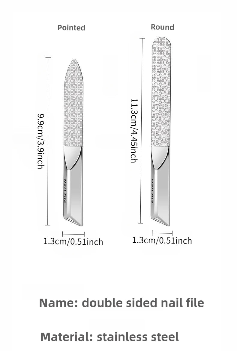 Stainless Steel Double Side Nail File Styling Accessories Polish Remover For Buffer Manicure Tools For Home And Travel