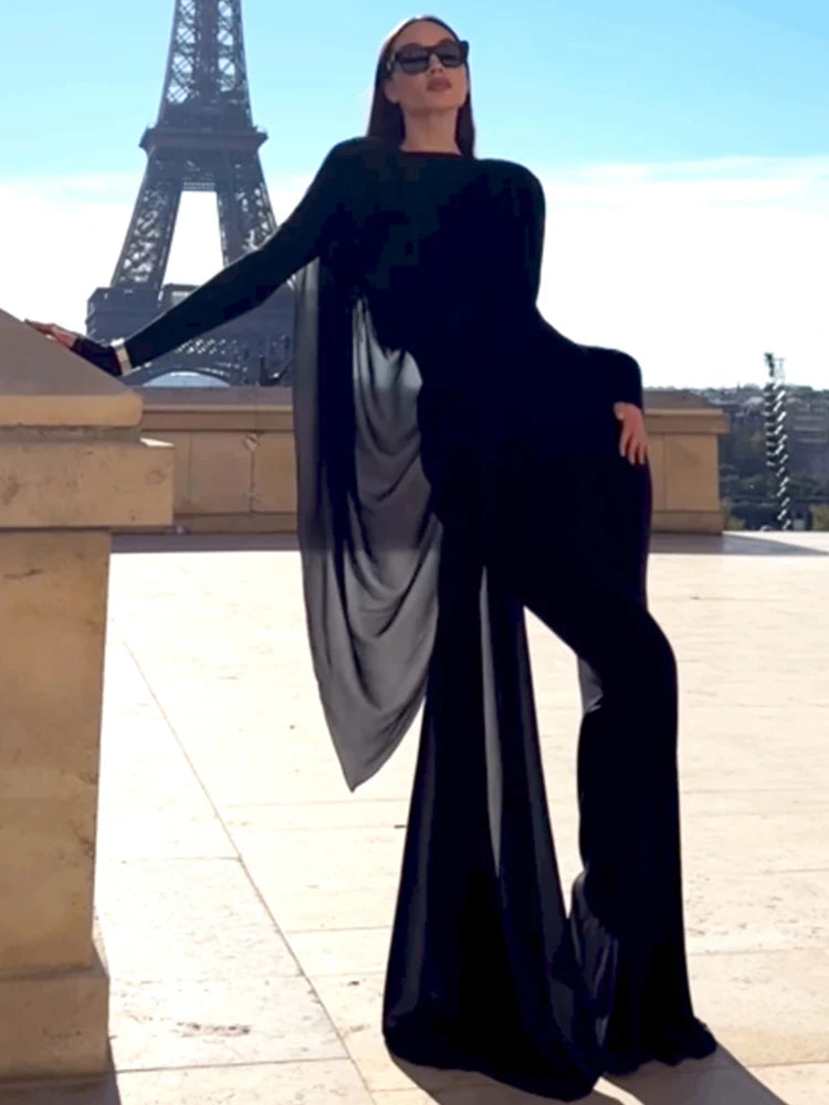 Sisterlinda Shawl Patchwork Dress Women Swing Bandage Ruched New Style Sexy Evening Prom Party Stretch Slim Elegant Maxi Bodycon