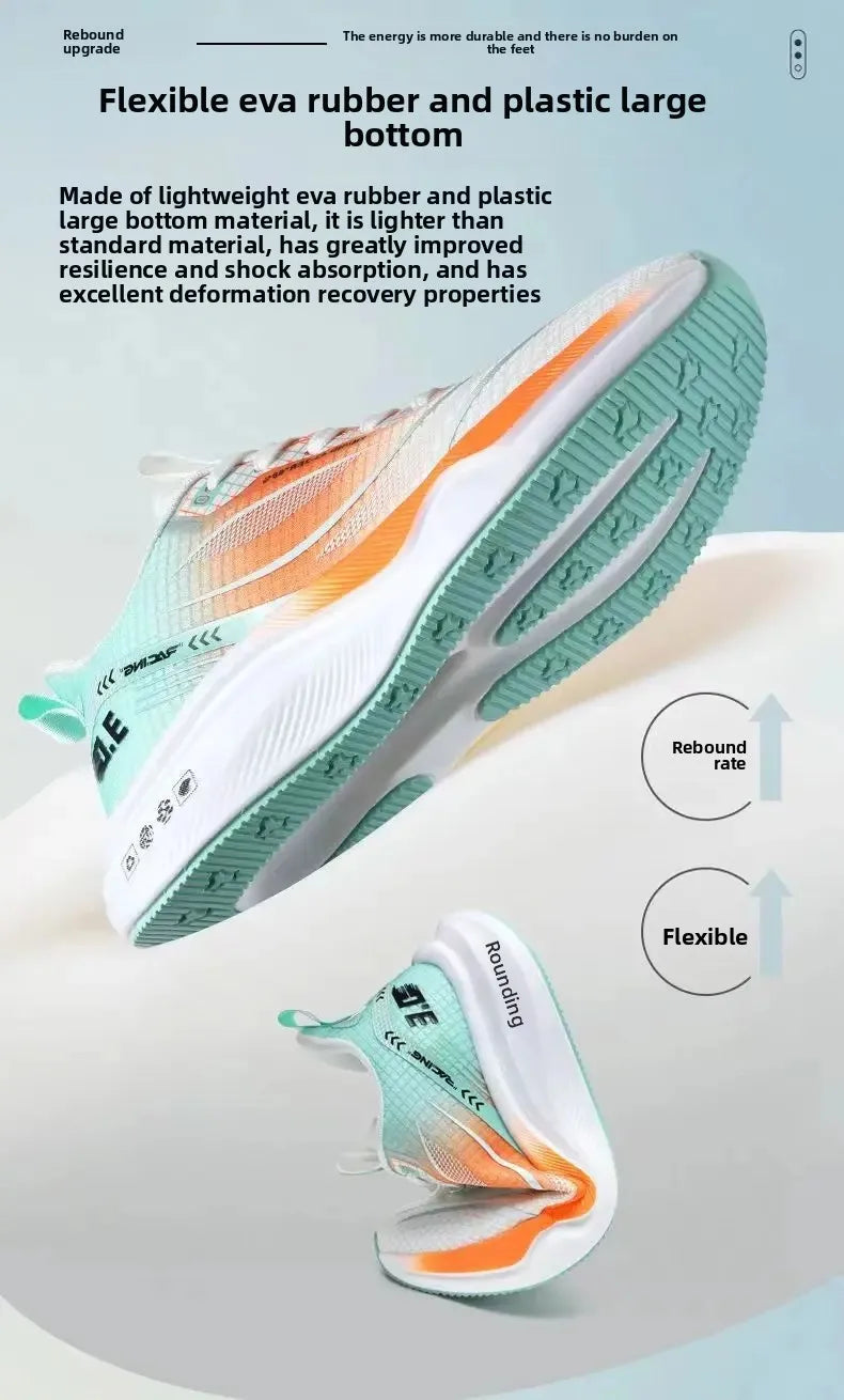 Ice Silk Mesh Sports Shoes Running Shoes Thick Bottom Soft Bottom Breathable Trendy Casual Men's Shoes Comfortable EVA Insole