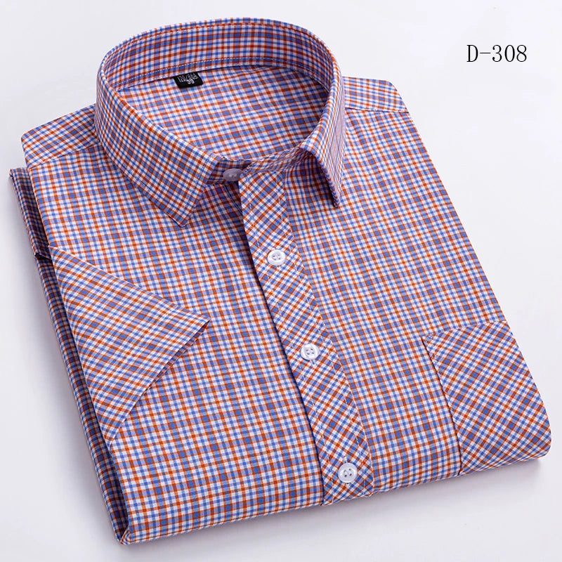 Short Sleeve Shirts For Man Summer England Preppy Classic Checked Clothing New Fashion Plaid Cotton Businessman Casual Shirts