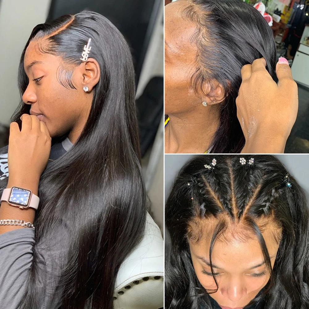 360 HD Transparent Lace Frontal Wigs Pre Plucked Brazilian Bone Straight 13x4 13x6 Lace Front Human Hair Wigs For Black Women