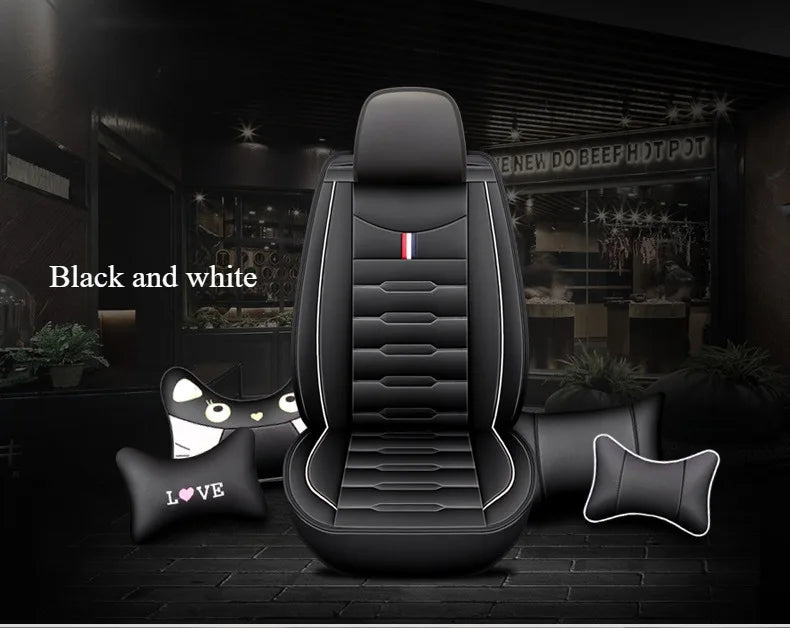 5- Seater Full Seat Universal Car Seat Cover, Breathable and Waterproof Faux Leather Automotive Seat Covers for Cars SUV Sedan