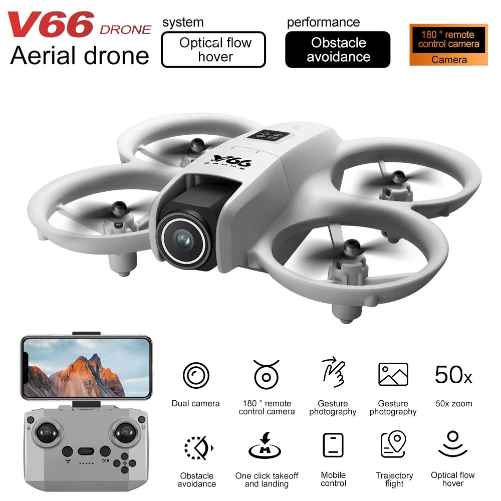 NEW Original V66 MINI Drone 4K Professional HD Aerial Photography Obstacle Avoidance FPV Dron HD Dual Camera RC Quadcopter Toys