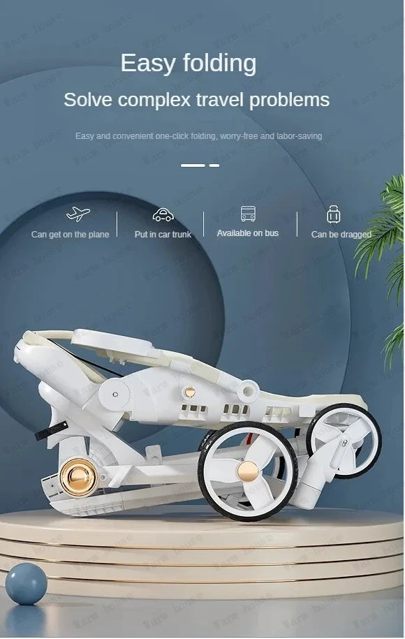 Baby Stroller Lightweight Infant and Toddler Two-way Stroller Reclining and Sitting Children's Single-pole Stroller Collapsible