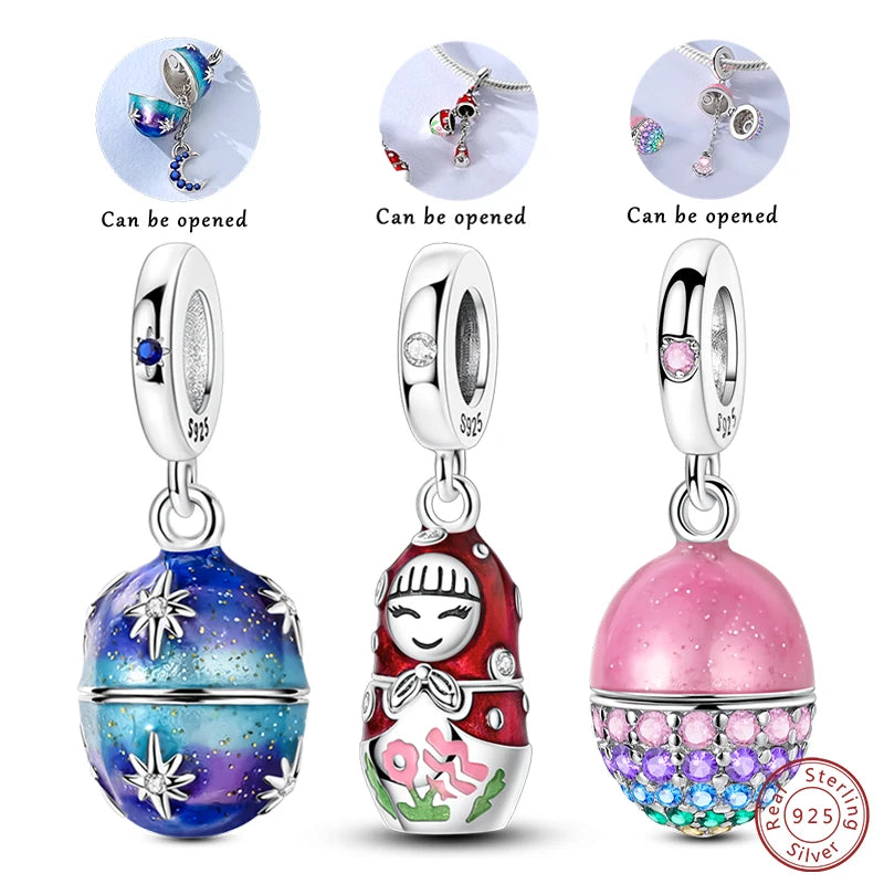 Original Charms Beads Pendant 925 Sterling Silver Red Polka Dot Doll Charms Fit Bracelet Necklace Pendant For Women Jewelry Gift