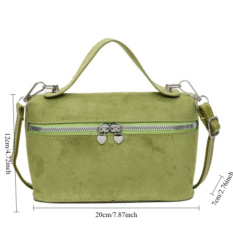 Luxury Suede Versatile Shoulder Bag  Purse Fall Winter Retro Matte Crossbody Handle Bag for Women Texture Simple Satchels Bag