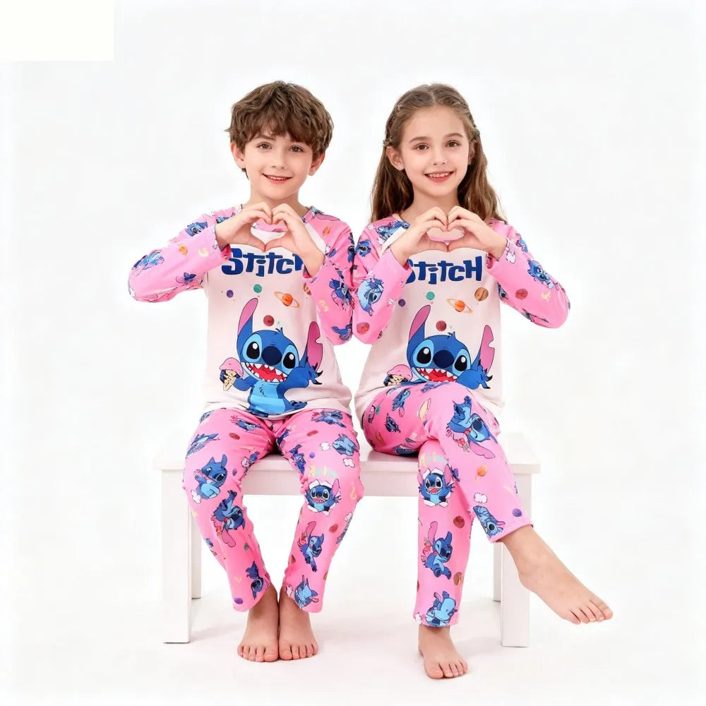 Kids Stitch Pajamas 2pcs/set for Boys Girls Home Wear Kids Casual Sleepwear Long Sleeve Pajamas Bottoms Suit Cute Gifts