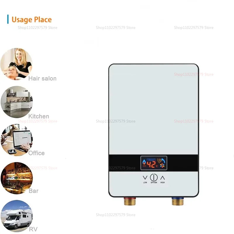 Portable Instant Electric Water Heater for Home Fast Heating Waterproof Kitchen Bathroom Compact Space-saving Safe Efficient