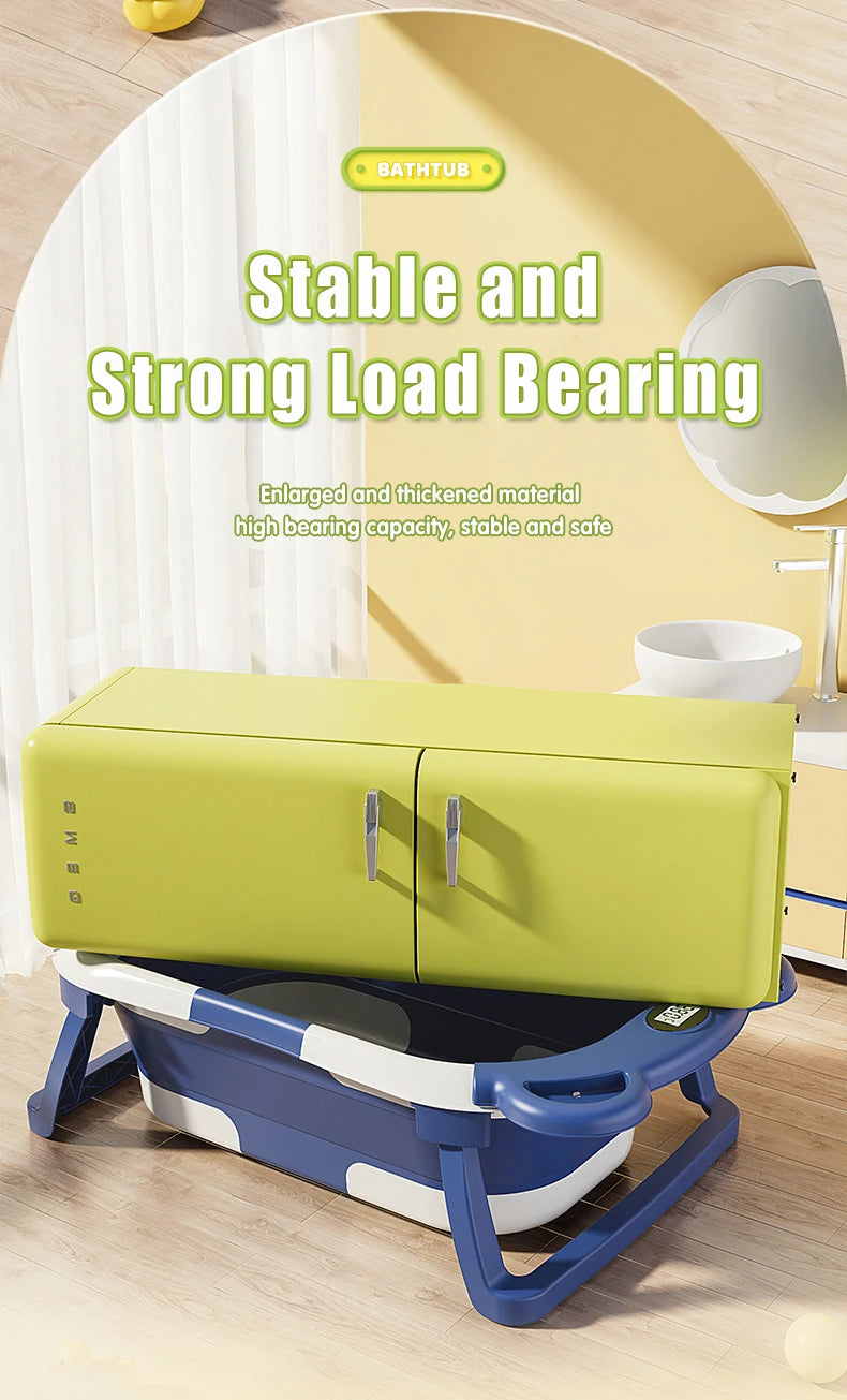 Foldable Baby Bathtub Travel Portable Toddler Bathtub Newborn to Toddler Bath Center Shower Bathtub with Temperature Sensing