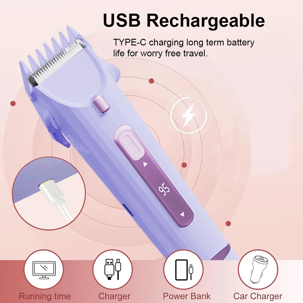 Electric Hair Shaver 2 in 1 Dual-Head Women Razor Body Bikini Hair Remover USB Rechargeable Painless Legs Underarm Hair Trimmer