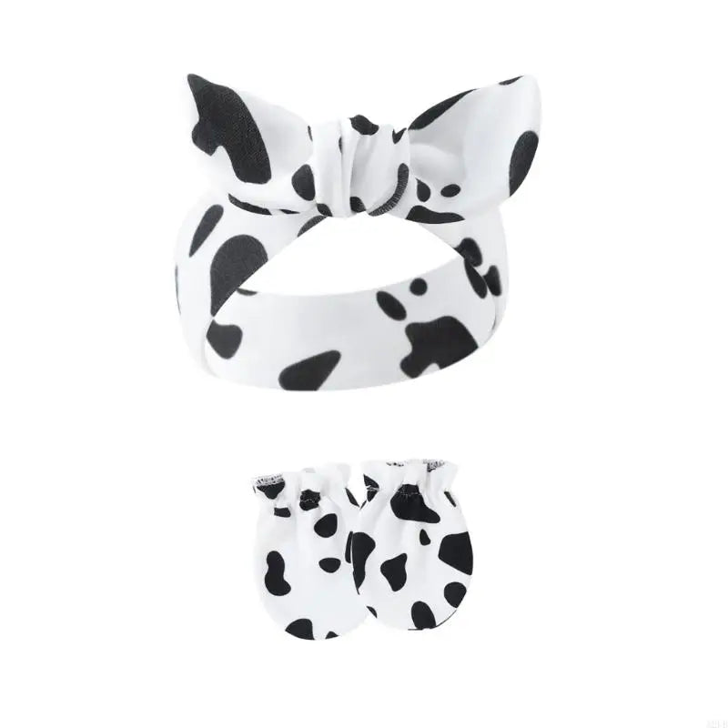 Baby Hair Accessories Set Breathable Head Wrap with Mittens Scratches Resistant for Infants Children Daily Use A2UB