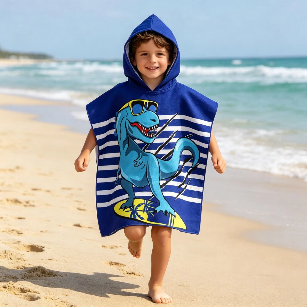Children Bathing Stuff Kids Hooded Cape Towel Boy Cartoon Bathrobe Baby Swimming Towel Girls Unicorn Beach Towel Wrap Blanket
