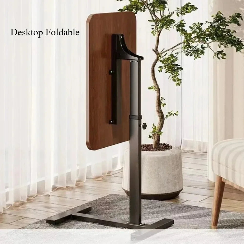 Square Small Side Table Bedside Table Household Mobile Desk Bedroom with Wheel Easy Lifting Learning Desk Space Saving Tea Table