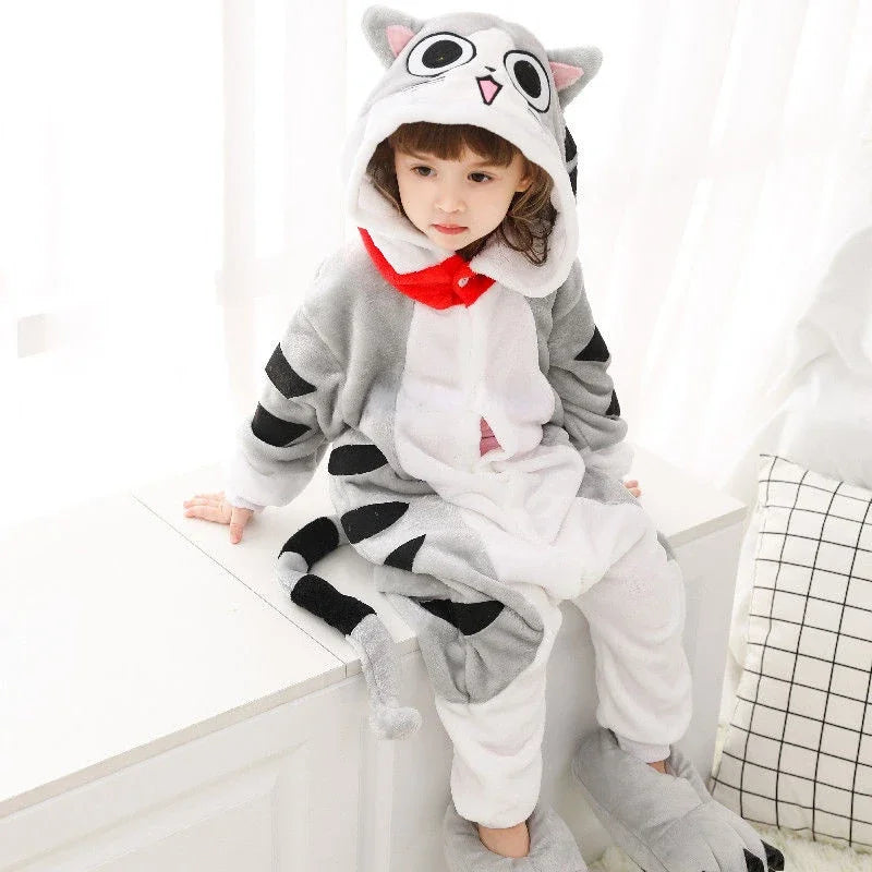 Dinosaur Cosplay Children's Costume Cute Kids Sleepwear Flannel Animal Onesies Boys Girls Pajamas Christmas Party Jumpsuit