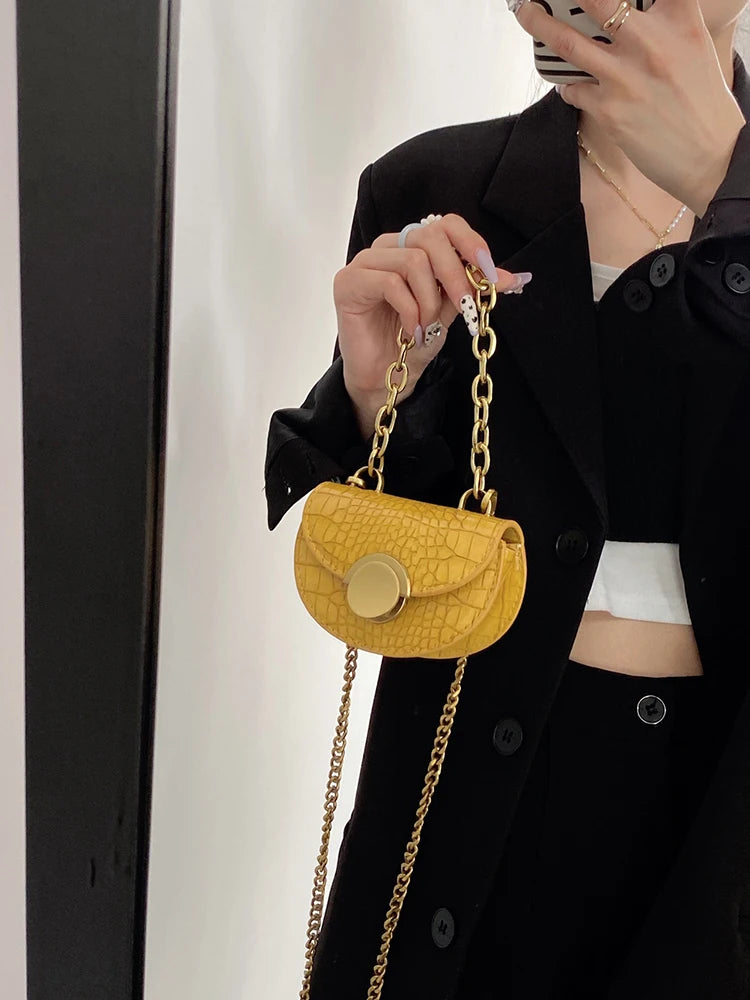 Fashion Chain Mini Crossbody Bag Women Classic PU Leather Flap Design Lipstick Coin Purse Girl Cute Earphone Bags