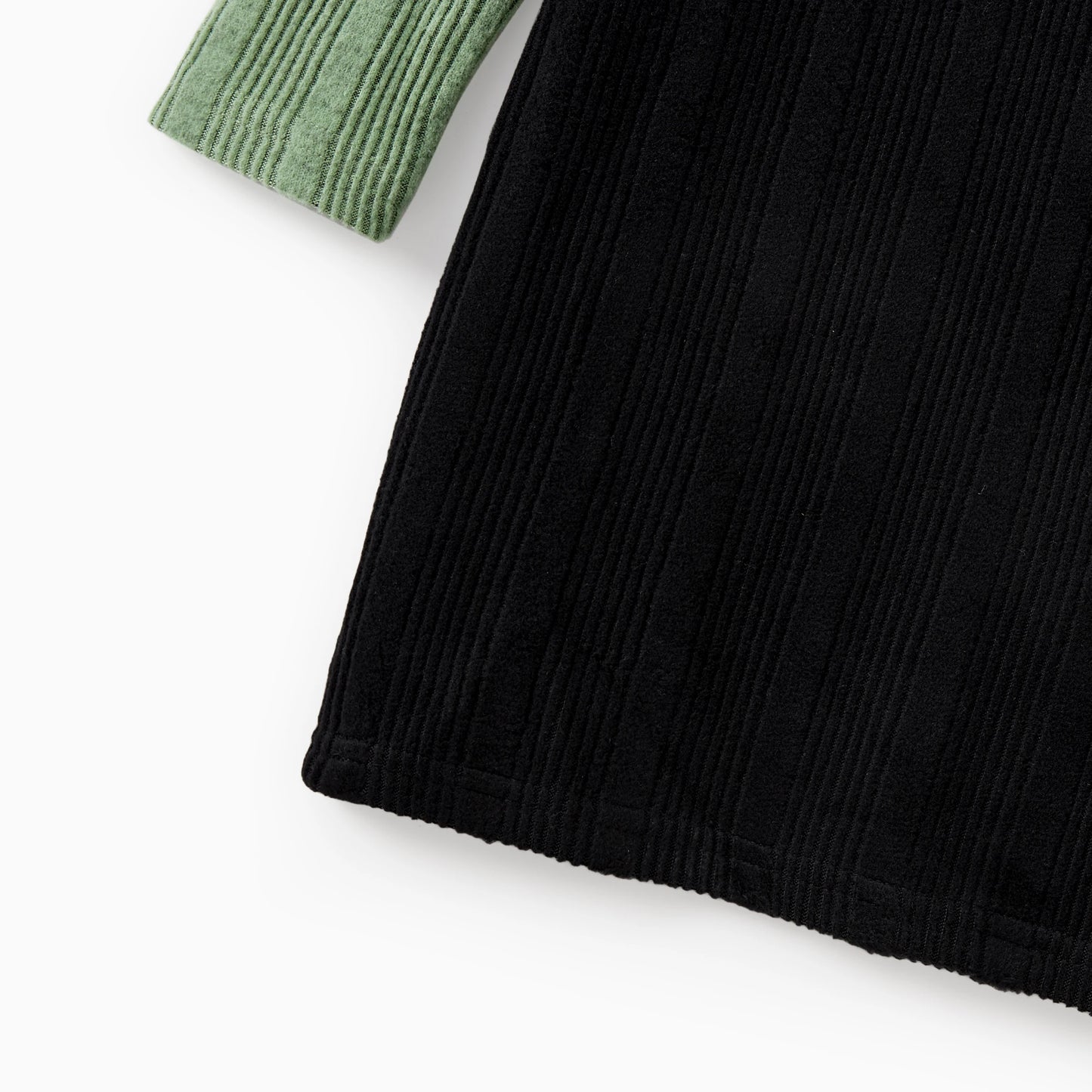 PatPat Family Matching Sets Green Color Block Long Sleeves Ribbed Tops/Dress/Romper