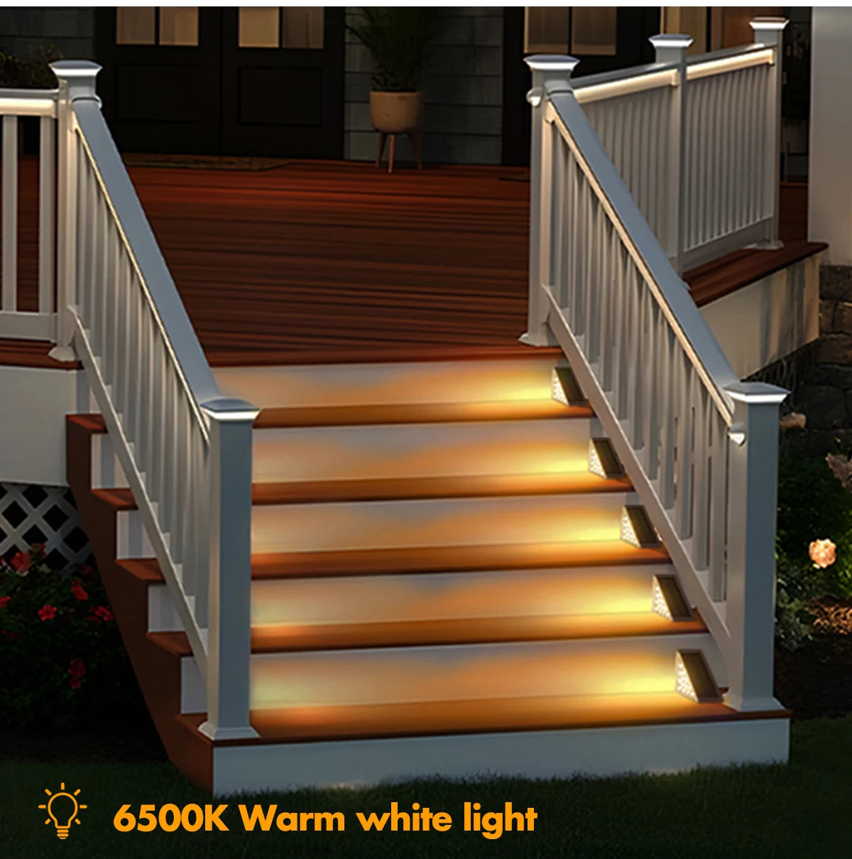 Solar Step Lights Outdoor Waterproof IP67 Solar Powered Stair Lights Triangle Solar Deck Lights for Outside Garden Patio Yard