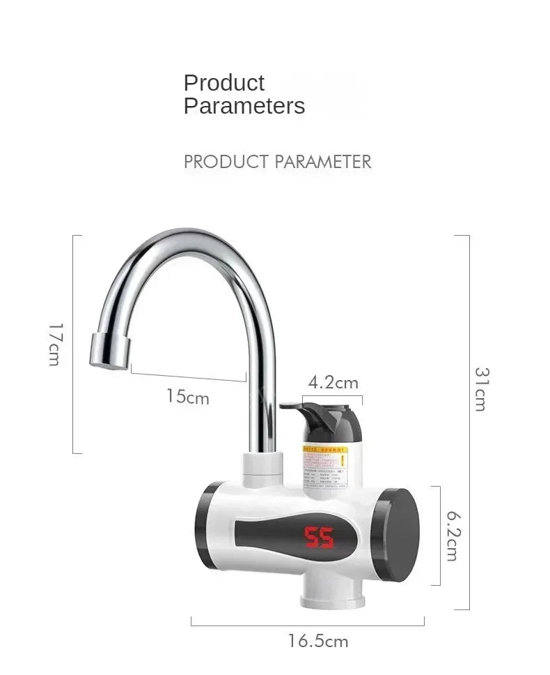 Instant Tankless Mini Electric Hot Water Heater Faucet Kitchen Instant Heating Tap Water Heater with LED Water Tap 3000W