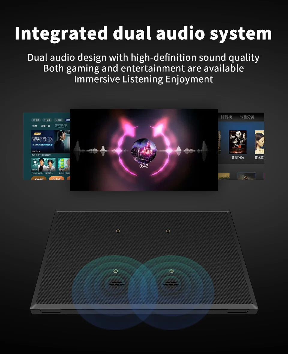 HGFRTEE portable monitor 11.6inch laptop monitor 768 display external monitor suitable for laptop and computer built-in speakers