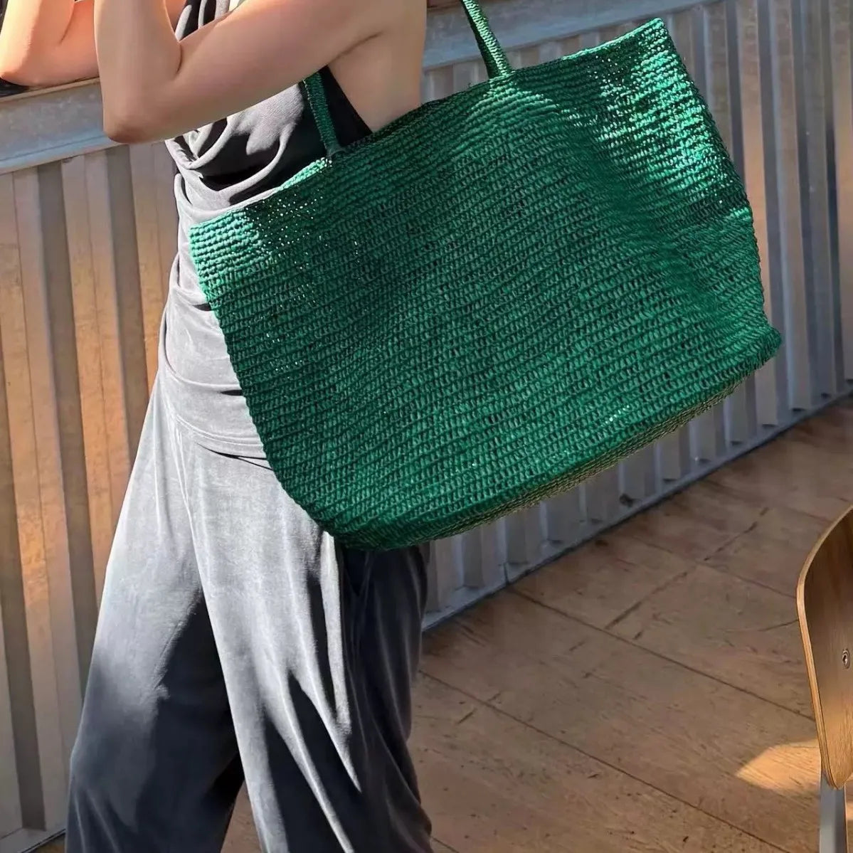 2026 Large Handwoven Rattan Tote Bag for Women Natural Straw Beach Bag Purse Luxury Shoulder Bags Handbag Summer