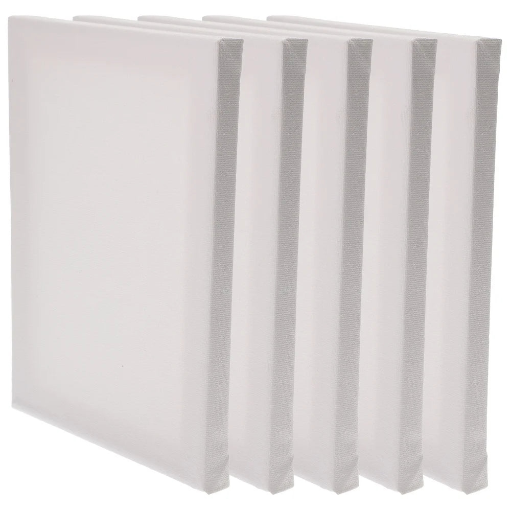 5pcs Stretched Canvas Square Blank Canvases Cotton Canvases For Oils Watercolor Painting Canvas 8 X 6 Inches ( 20 X 15 Cm)