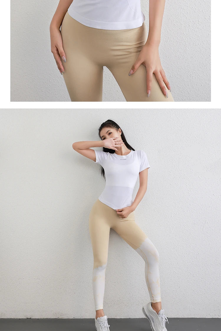 Fitness breathable short-sleeved yoga wear female tops high elasticity running quick-drying clothes sports tights t-shirt