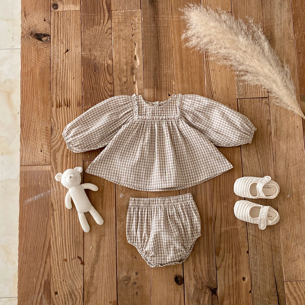 Spring Baby Girls Sets Girls Cotton Plaid Lace Blouse+Bottom Shorts Set for Kids Infant Outfits 0-3T Baby Girl Clothing Outfits