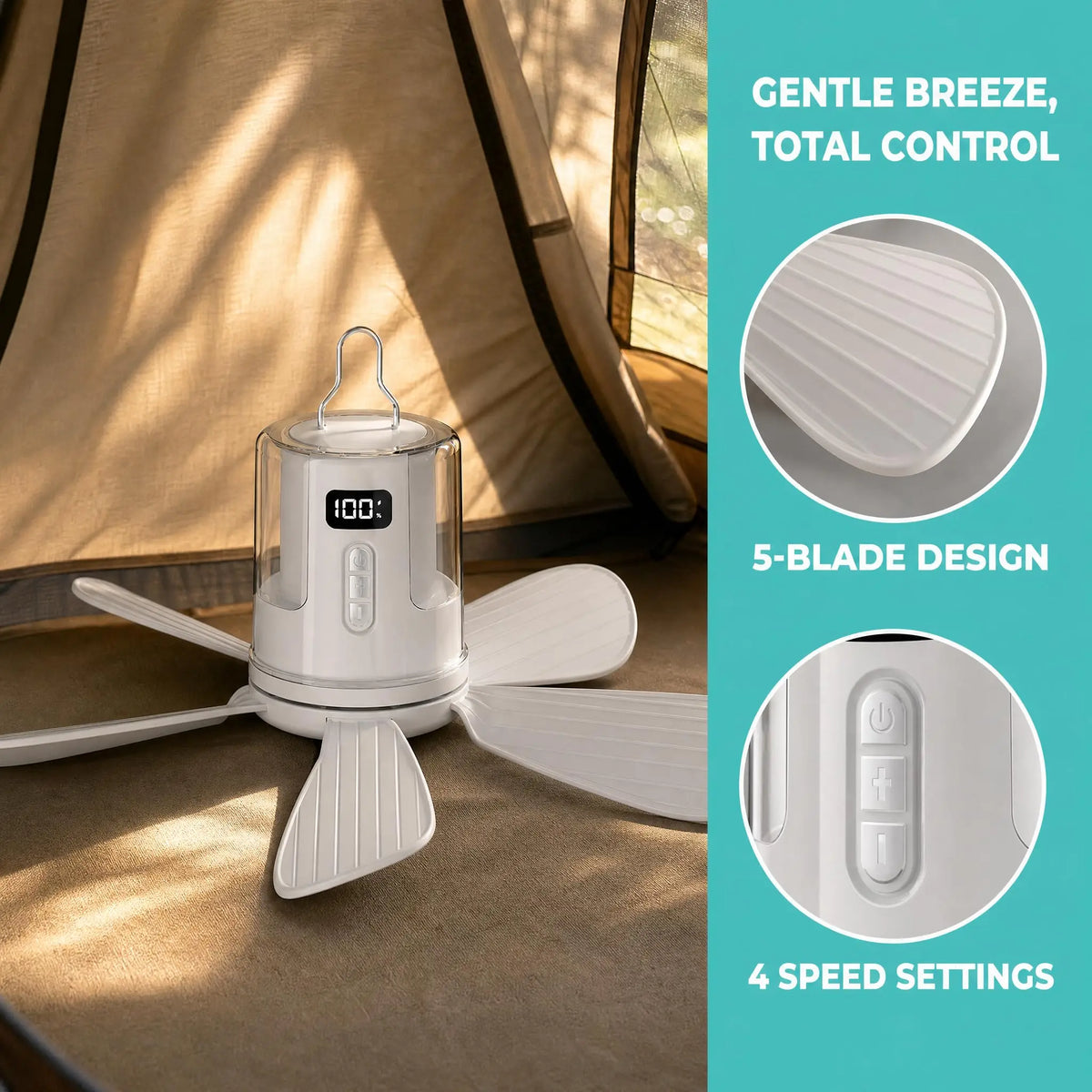 10800mAh Ceiling Fans Portable Camping Fan Tent Air Circulator Cooler Outdoor Rechargeable Electric Fan LED Light Remote Control