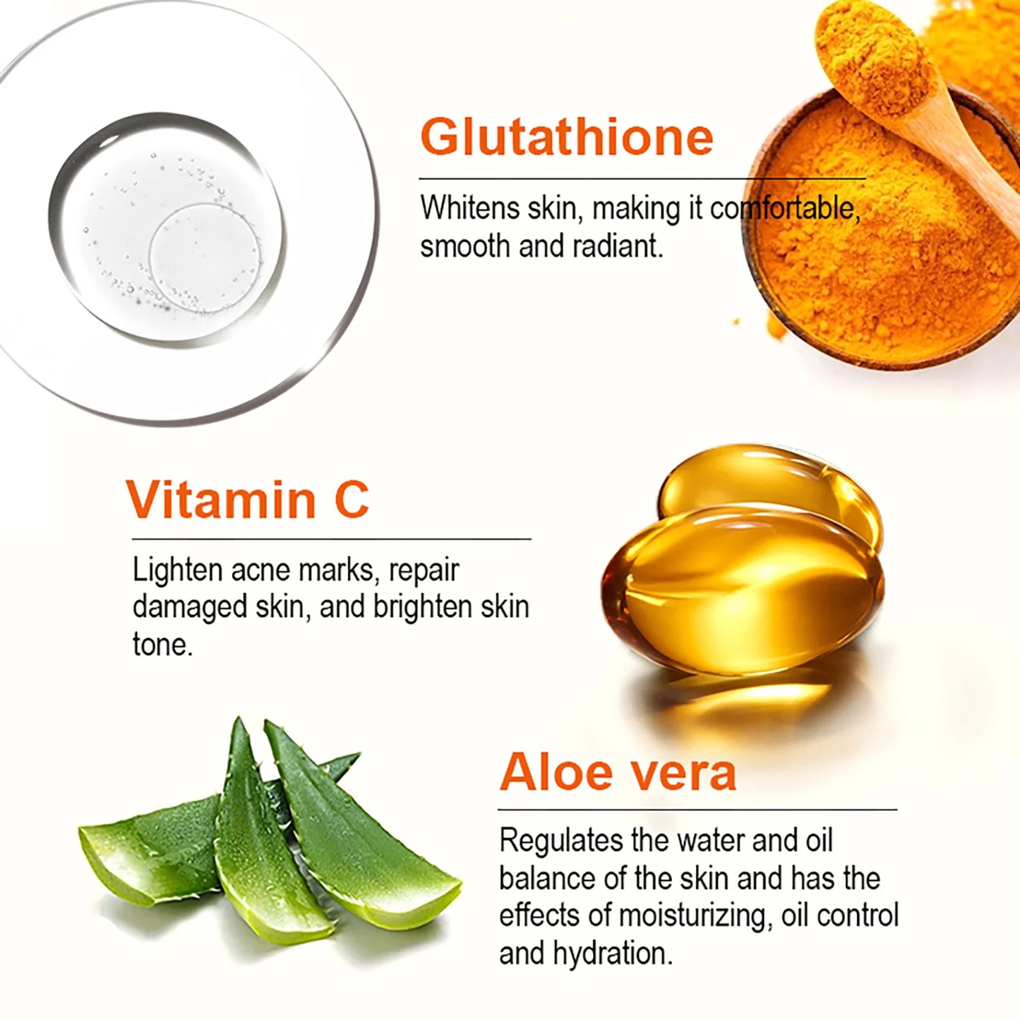 AILKE Whitening and Acne Removal Skin Care Set, With Glutathione, Vitamin C, Aloe Vera, Moisturizes, Evens Skin Tone