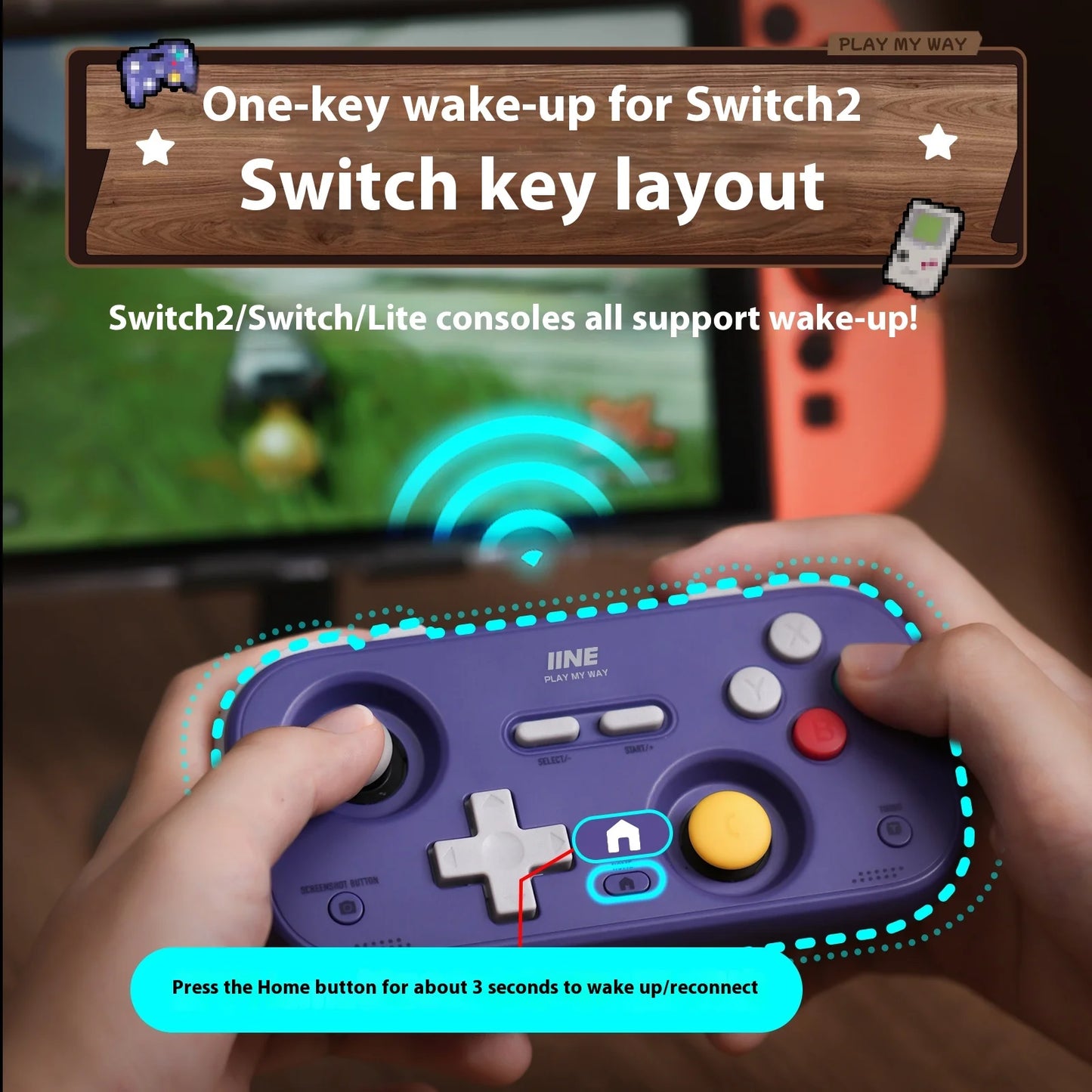 IINE Pocket Mini Controller Palm-Sized Gamepads 1000hz Hall Joystick Short Video Remote Control Suitable for NS2 Android iPhone