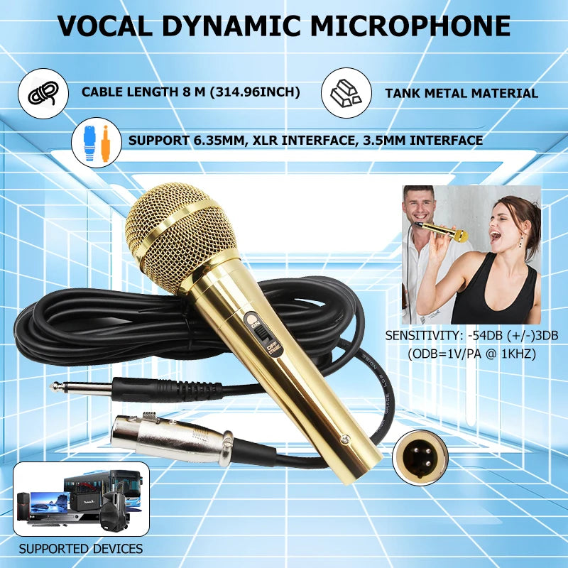 Karaoke Microphone Handheld Professional Wired Dynamic Microphone Clear Voice Mic for Karaoke Part Vocal Music Performance