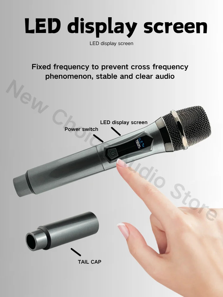 Good Wireless Microphone UHF Fixed Frequency 4 Channels Handheld Mic Micphone For Party Karaoke Professional Church Show Meeting